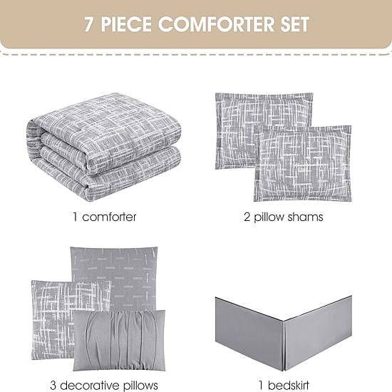 Stratford Park Kiera Geometric 7-pc. Easy Care Comforter Set