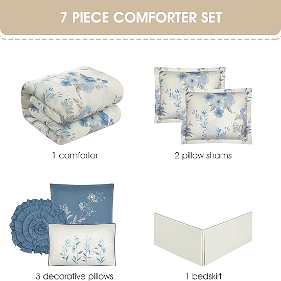 Stratford Park Candia Floral 7-pc. Easy Care Comforter Set