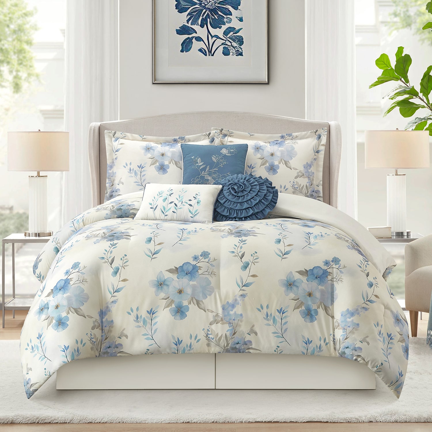Stratford Park Candia Floral 7-pc. Easy Care Comforter Set
