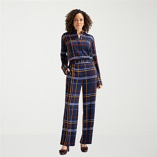 Liz Claiborne Womens Wide Leg Mid Rise Pull-on Pant In Blue