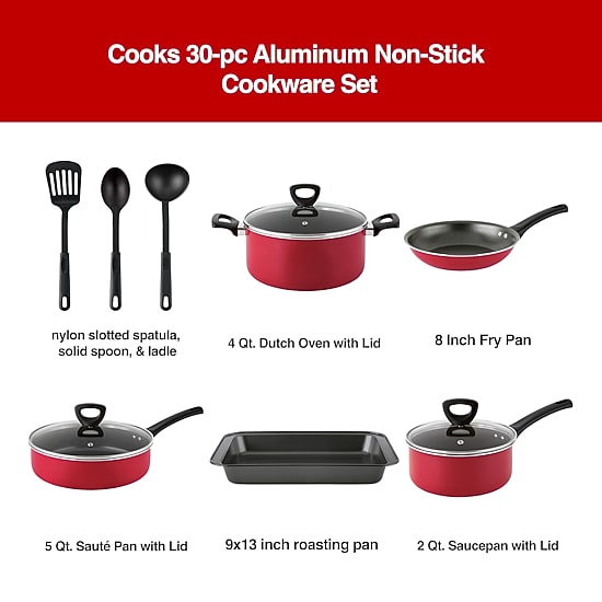 Cooks 30-pc Aluminum Non-Stick Cookware Set