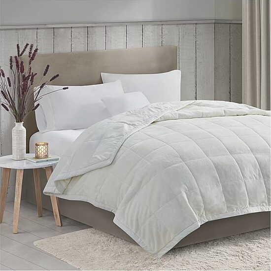 Madison Park Campbell Reversible Plush To Microfiber Temperature Regulating Down Alternative Blanket