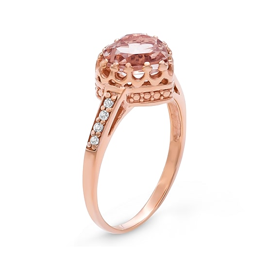 Simulated Morganite Sterling Silver Ring