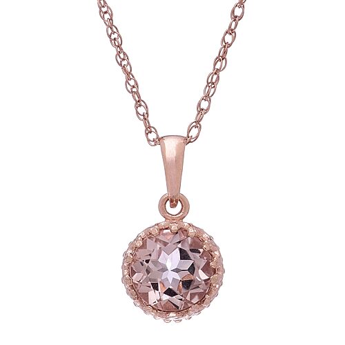 Simulated Morganite 14K Gold Over Silver Pendant Necklace, One Size, Pink