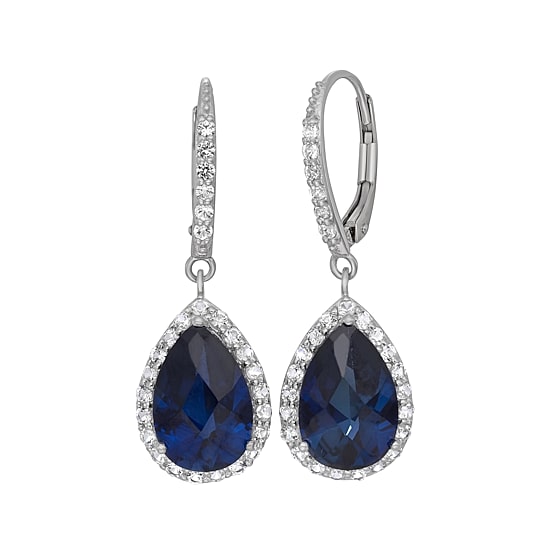 Lab-Created Blue Sapphire & White Sapphire Sterling Silver Earrings