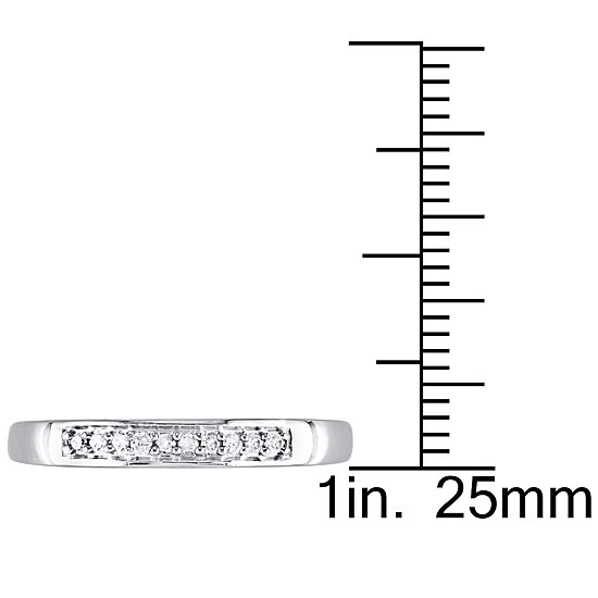 Womens 2MM 1/10 CT. T.W. Natural White Diamond Sterling Silver Wedding Band