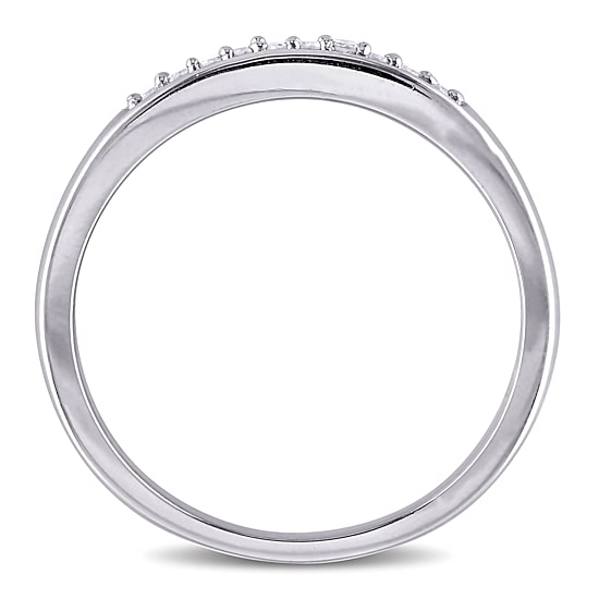 Womens 2MM 1/10 CT. T.W. Natural White Diamond Sterling Silver Wedding Band