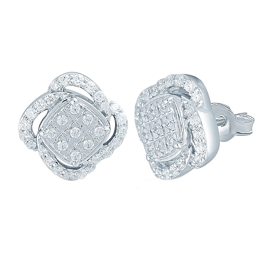 1/2 CT. T.W. Natural White Diamond Sterling Silver 10.1mm Stud Earrings