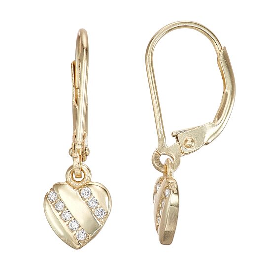 Girls Lab Created Cubic Zirconia Sterling Silver Heart Drop Earrings