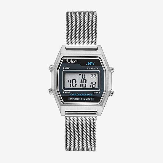 Armitron Mens Chronograph Silver Tone Stainless Steel Bracelet Watch 40/8485bksv