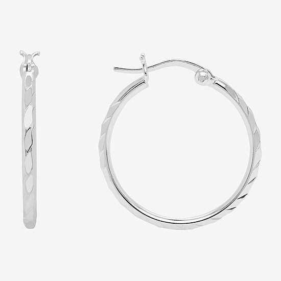 Silver Treasures Sterling Silver Hoop Earrings