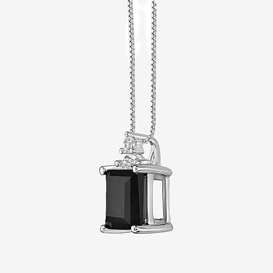 Womens Genuine Black Onyx Sterling Silver 18 Inch Pendant Necklace