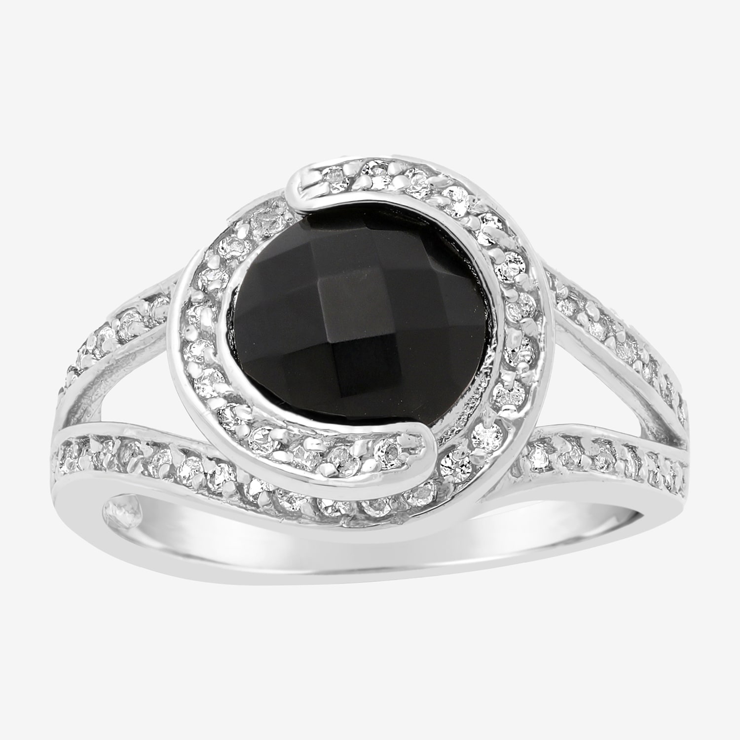 Womens Genuine Black Onyx Sterling Silver Cocktail Ring