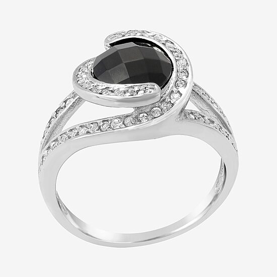 Womens Genuine Black Onyx Sterling Silver Cocktail Ring