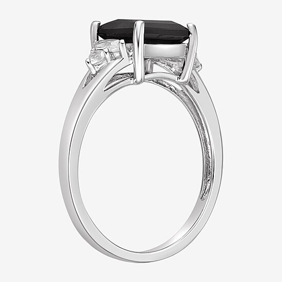 Womens Genuine Black Onyx Sterling Silver Cocktail Ring