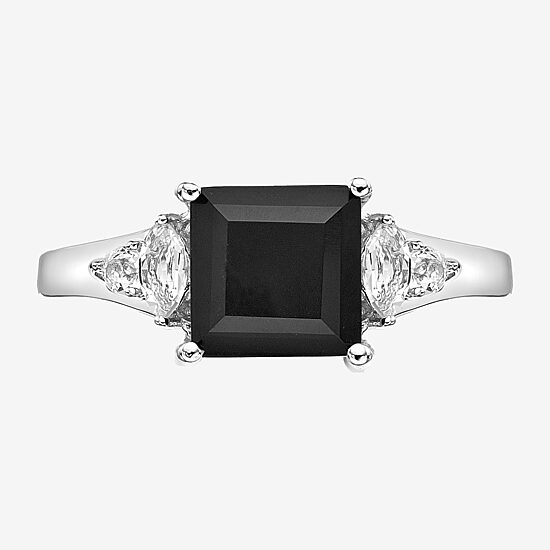 Womens Genuine Black Onyx Sterling Silver Cocktail Ring