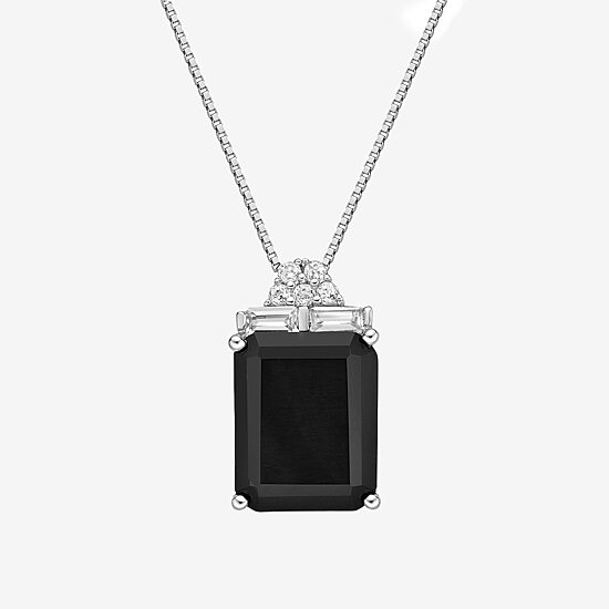 Womens Genuine Black Onyx Sterling Silver 18 Inch Pendant Necklace