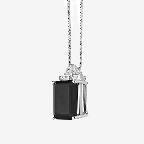 Womens Genuine Black Onyx Sterling Silver 18 Inch Pendant Necklace