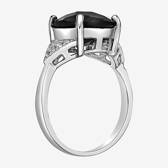 Womens Genuine Black Onyx Sterling Silver Cocktail Ring