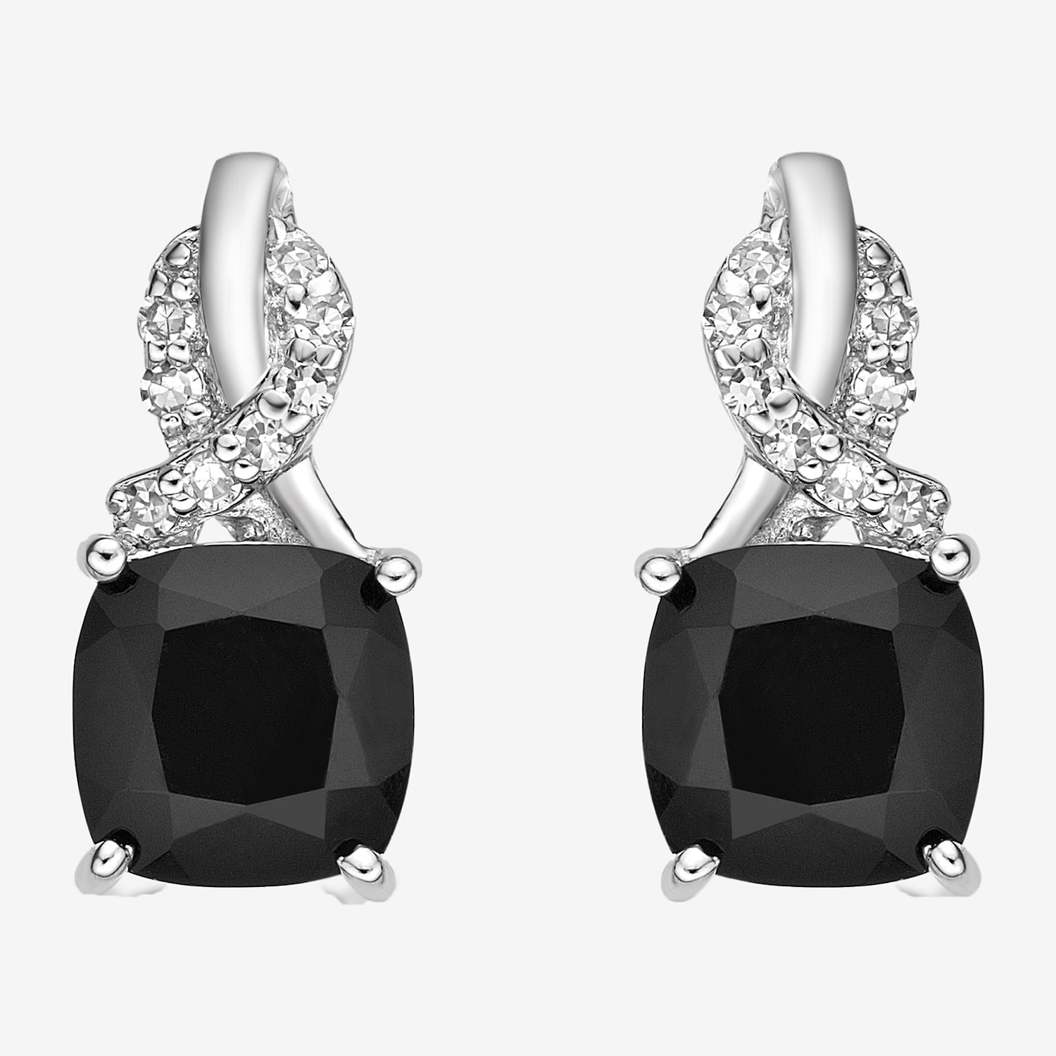 Womens Diamond Accent Genuine Black Onyx Sterling Silver Drop Earrings