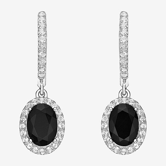 Womens Genuine Black Onyx Sterling Silver Drop Earrings