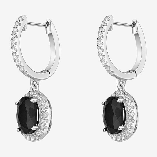 Womens Genuine Black Onyx Sterling Silver Drop Earrings