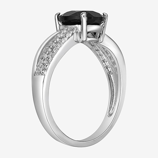 Womens Genuine Black Onyx Sterling Silver Cocktail Ring