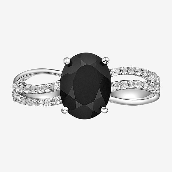 Womens Genuine Black Onyx Sterling Silver Cocktail Ring