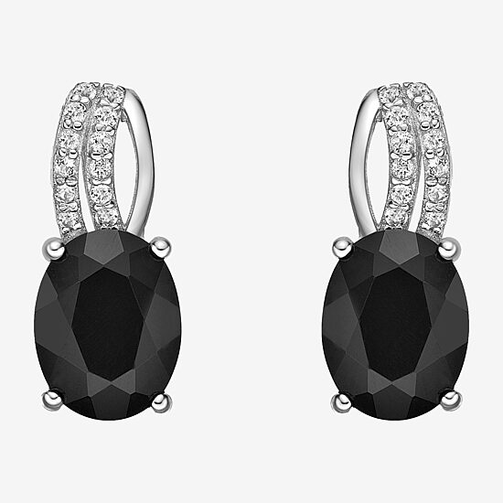 Womens Genuine Black Onyx Sterling Silver Drop Earrings