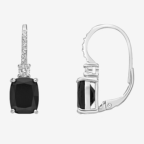 Womens Genuine Black Onyx Sterling Silver Drop Earrings