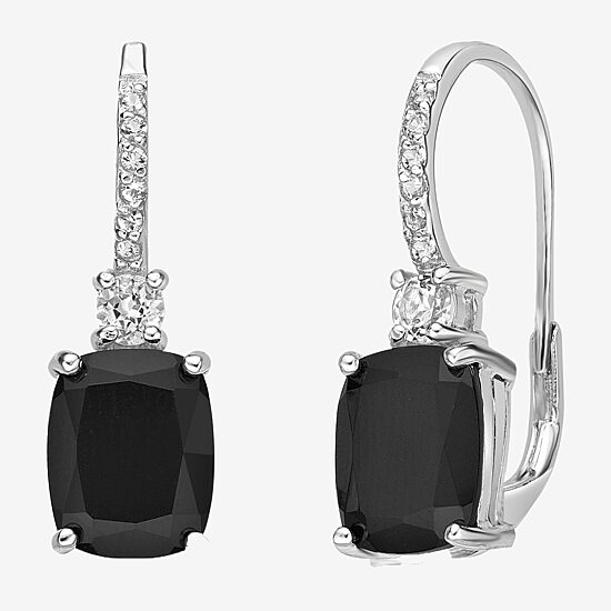 Womens Genuine Black Onyx Sterling Silver Drop Earrings