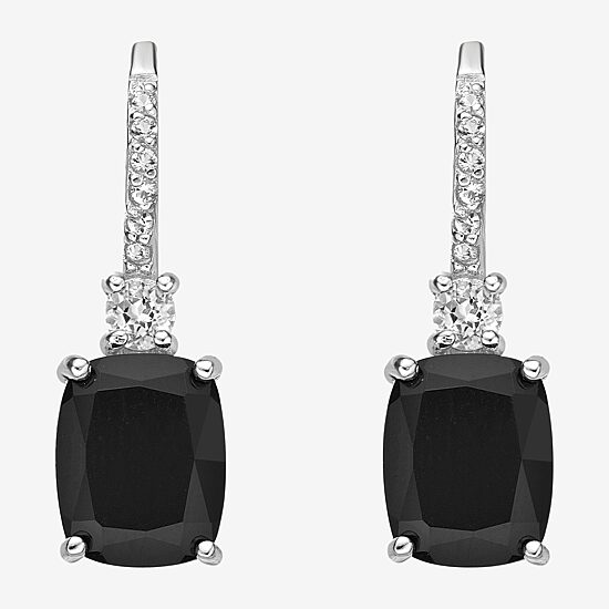 Womens Genuine Black Onyx Sterling Silver Drop Earrings