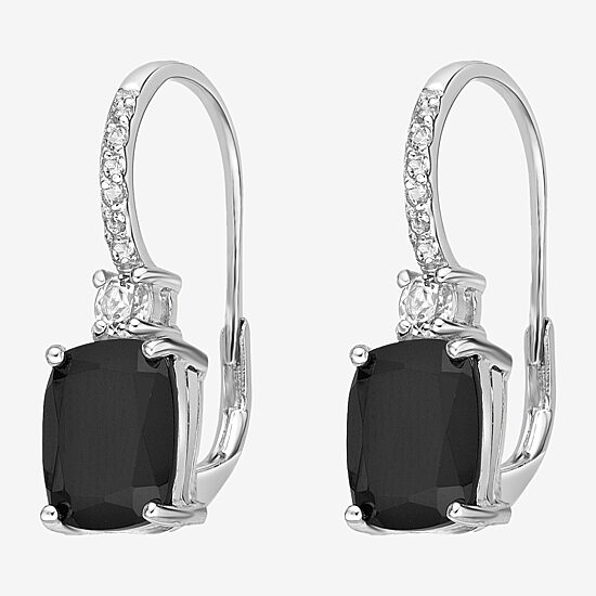 Womens Genuine Black Onyx Sterling Silver Drop Earrings