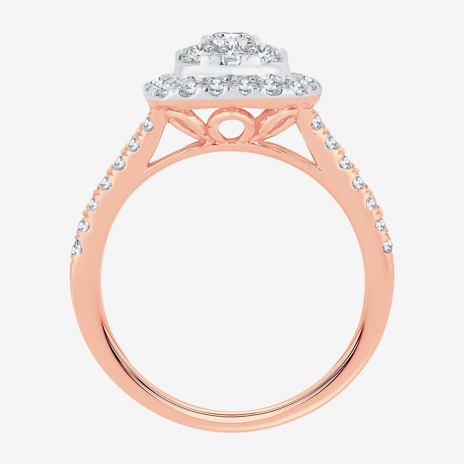 (H-I / I1) Womens 1 CT. T.W. Lab Grown White Diamond 10K or 14K Gold Cushion Side Stone Halo Engagement Ring