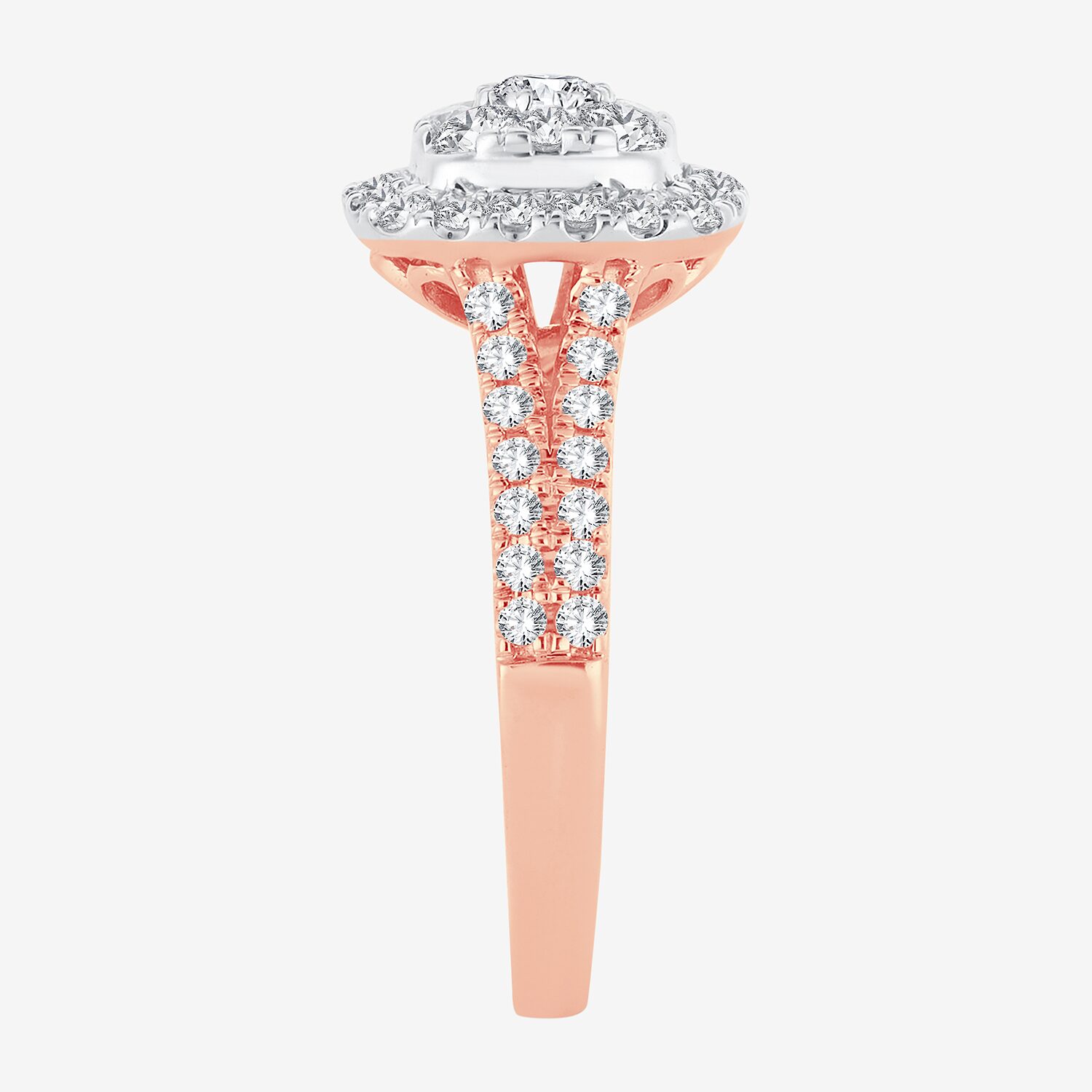 (H-I / I1) Womens 1 CT. T.W. Lab Grown White Diamond 10K or 14K Gold Cushion Side Stone Halo Engagement Ring