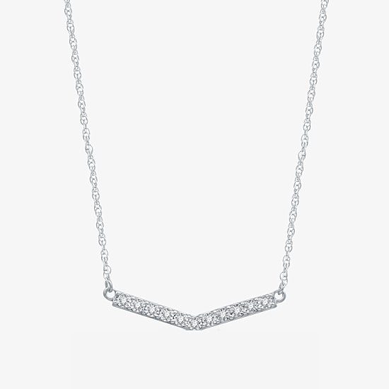 Yes, Please! Womens Diamond Sterling Silver 18 Inch Chevron Necklace