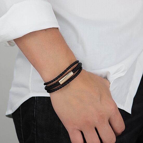 Mens Stainless Steel Cord Bracelet