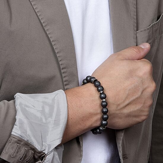 Mens Stainless Steel Beaded Bracelet