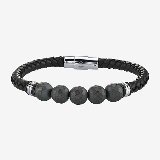 Mens Stainless Steel Beaded Bracelet