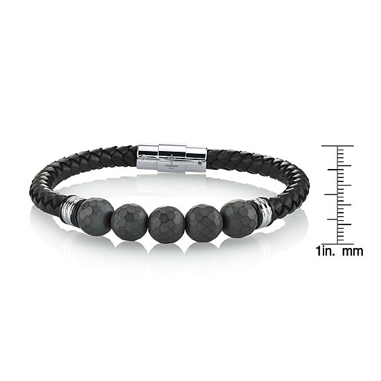 Mens Stainless Steel Beaded Bracelet