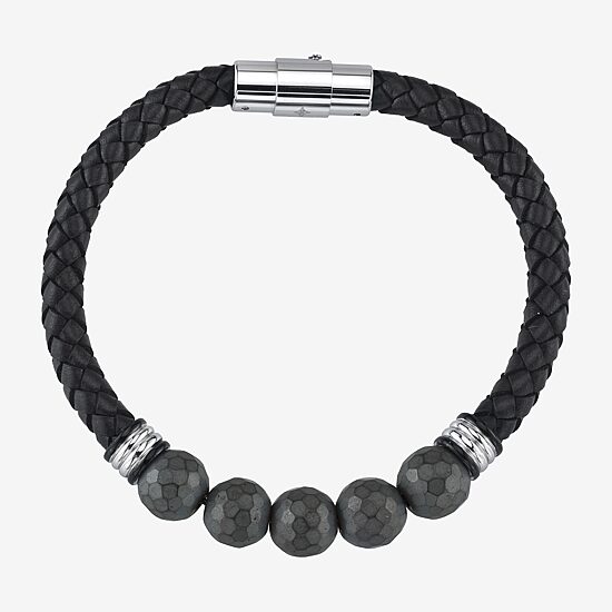 Mens Stainless Steel Beaded Bracelet