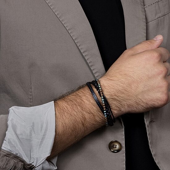 Mens Stainless Steel Strand Bracelet