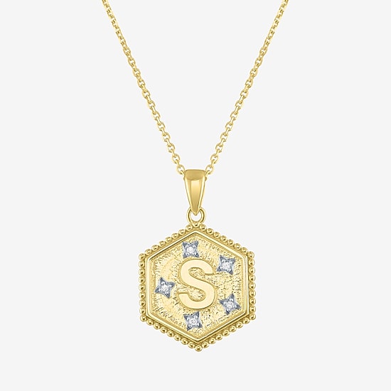 Intial "A" Womens Diamond Accent Natural White Diamond 14K Gold Over Silver 2-pc. Necklace Set