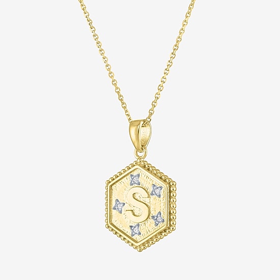 Intial "A" Womens Diamond Accent Natural White Diamond 14K Gold Over Silver 2-pc. Necklace Set