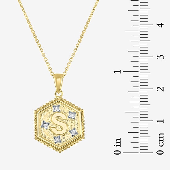 Intial "A" Womens Diamond Accent Natural White Diamond 14K Gold Over Silver 2-pc. Necklace Set