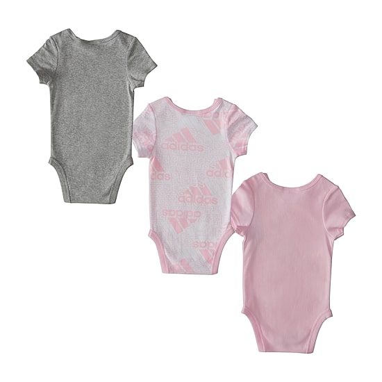 adidas Baby Girls Round Neck Short Sleeve Active 3-pc. Bodysuit