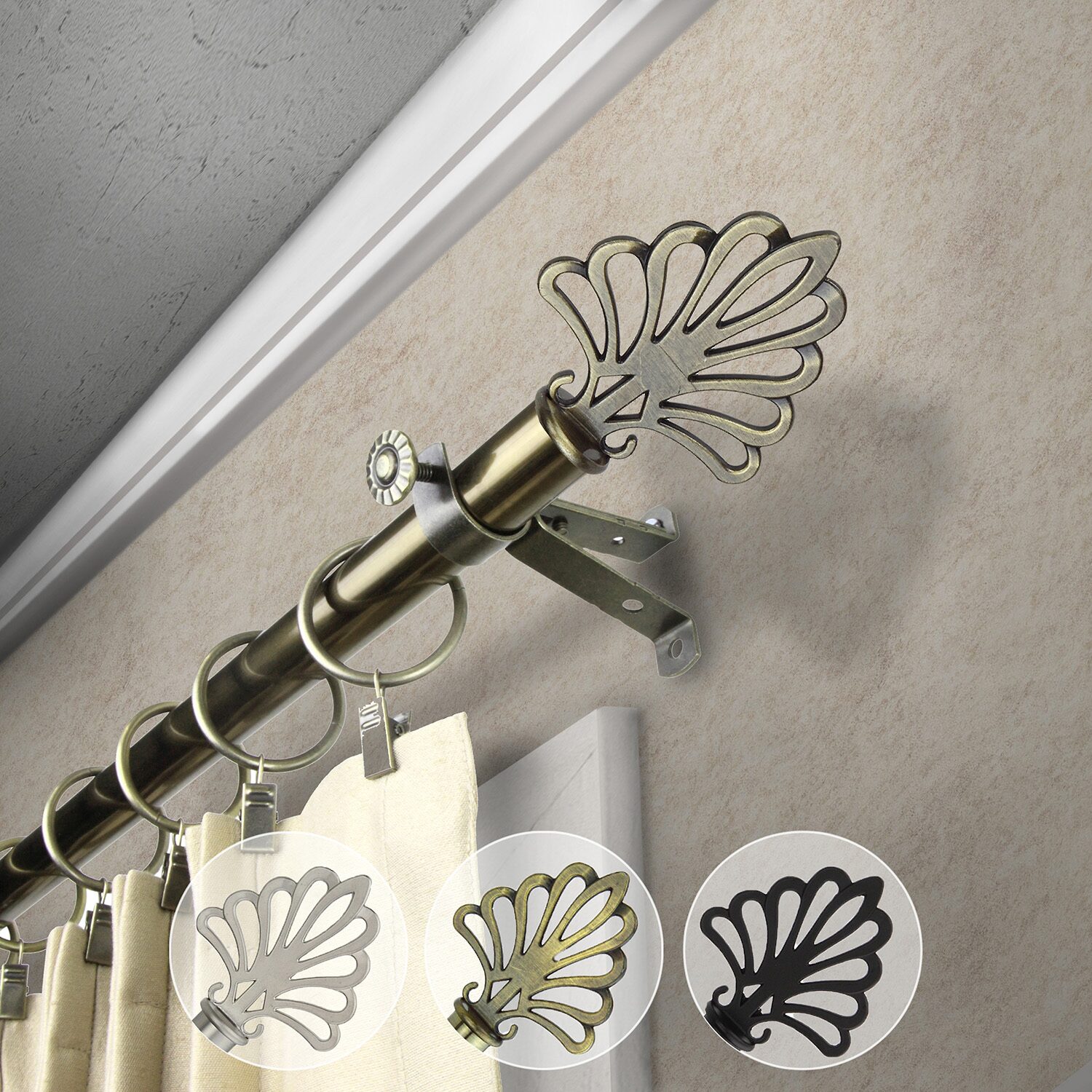 Rod Desyne Fan 3/4 Adjustable Curtain