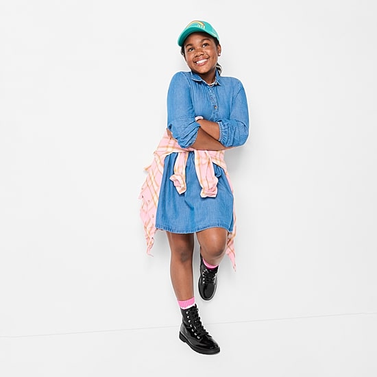 Thereabouts Little & Big Kid Girls Long Sleeve Cuffed Regular Fit Button-Down Shirt