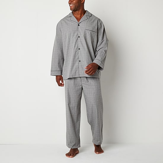 Stafford Modal Mens Long Sleeve 2-pc. Big Pajama Set