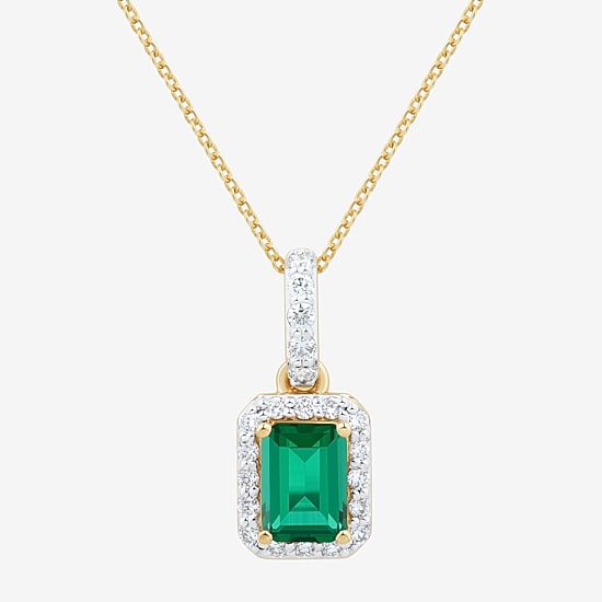 Womens Gemstone & 1/4 CT. T.W. Lab Grown Diamond 10K White Gold Pendant Necklace